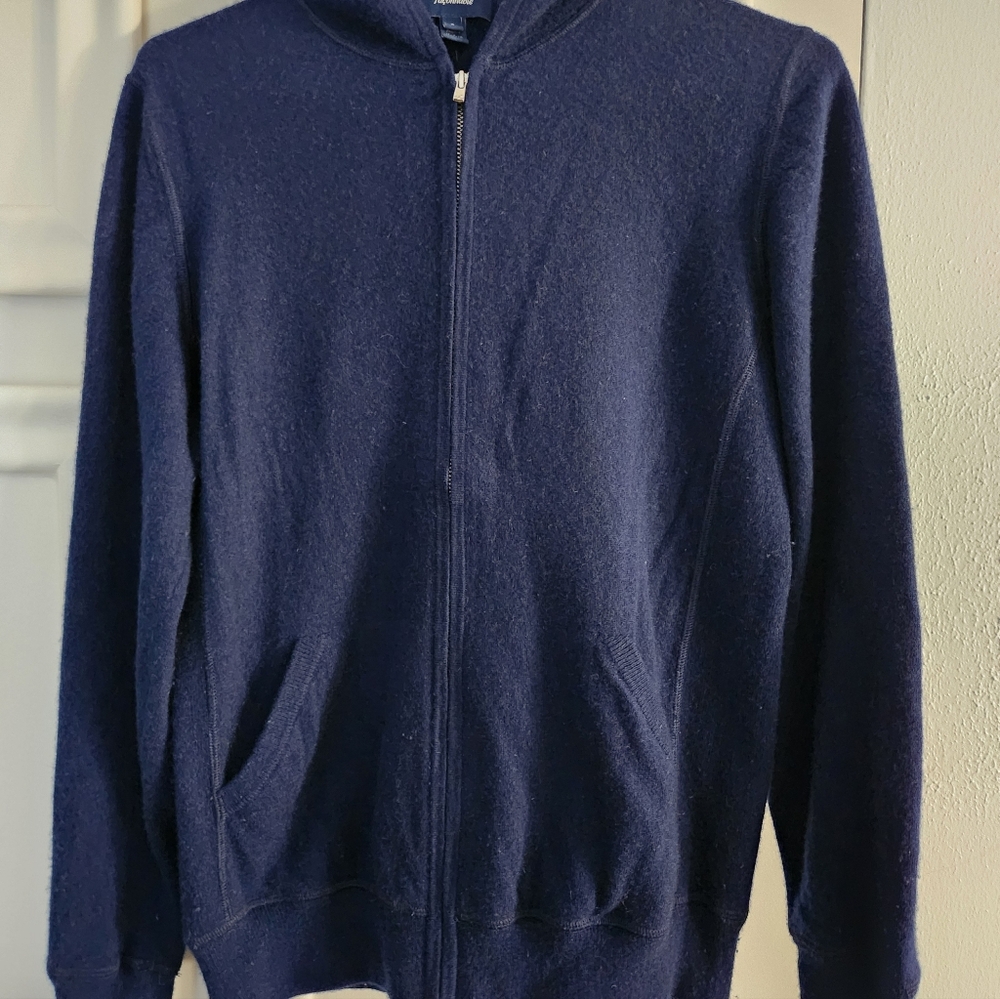 Faconnable Cashmere Sweater Hoodie Navy Blue Small